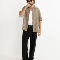 RHYTHM - Tanner Check SS Shirt in Tobacco
