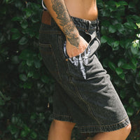 Billy Bones Club - The Bird Denim Short in Washed Black