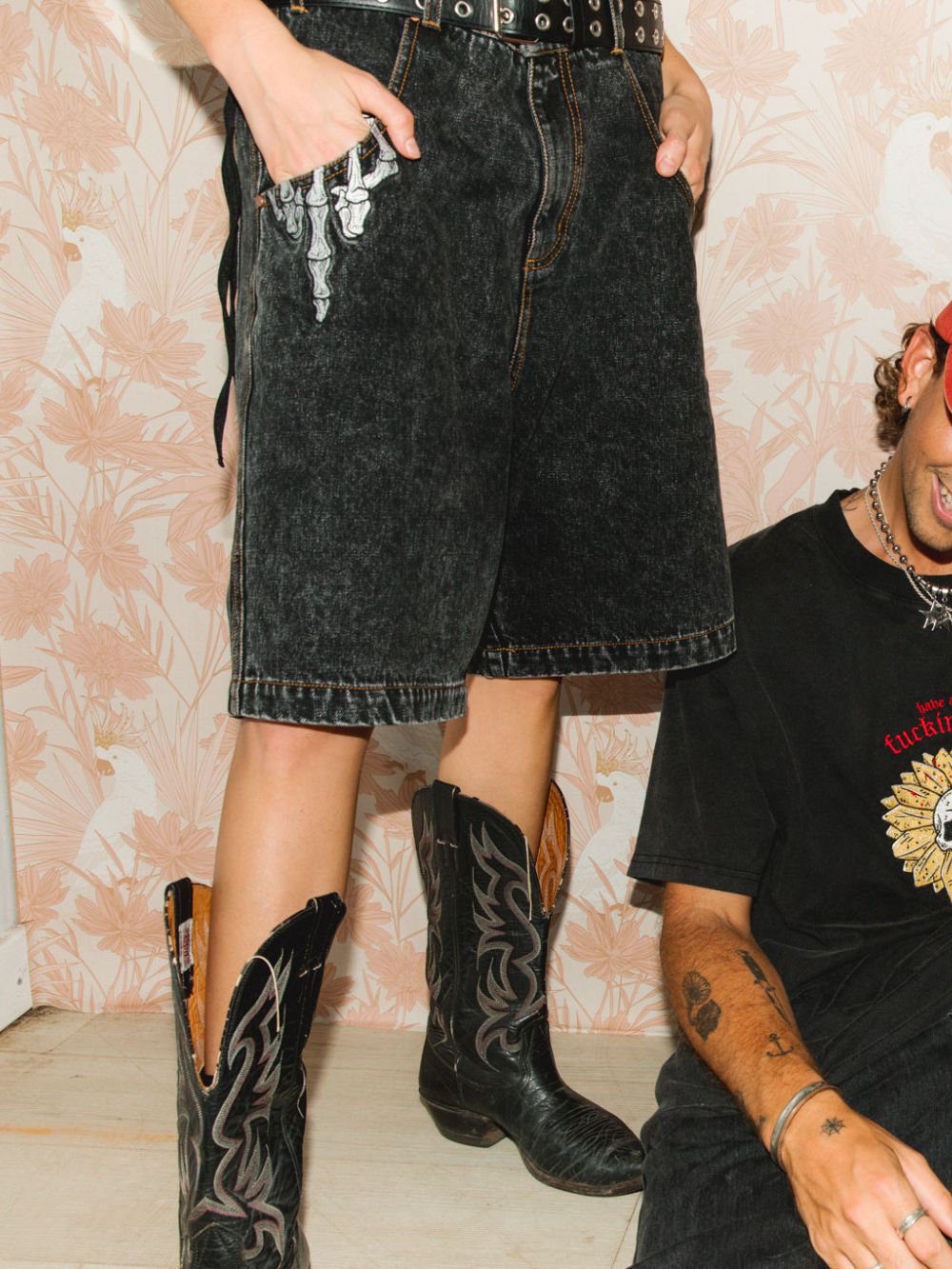 Billy Bones Club - The Bird Denim Short in Washed Black