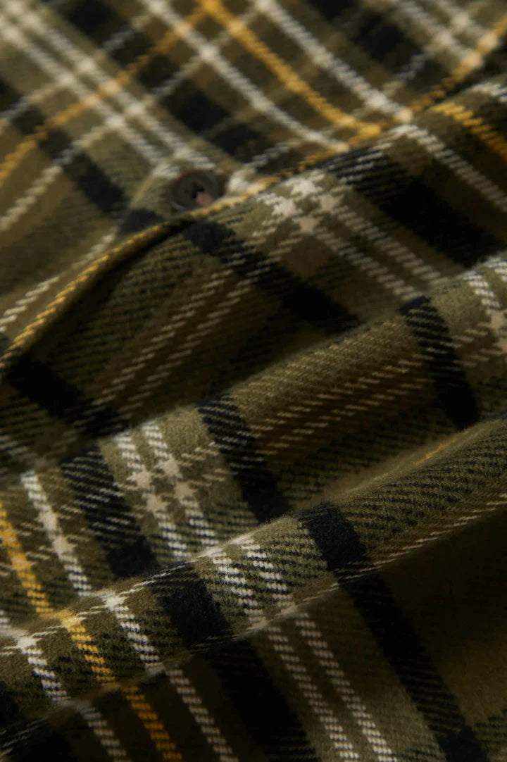 Brixton - Bowery Flannel Shirt in Ivy Green /Olive Surplus/Black