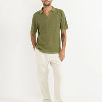 RHYTHM - Relaxed Knit SS Polo in Sage