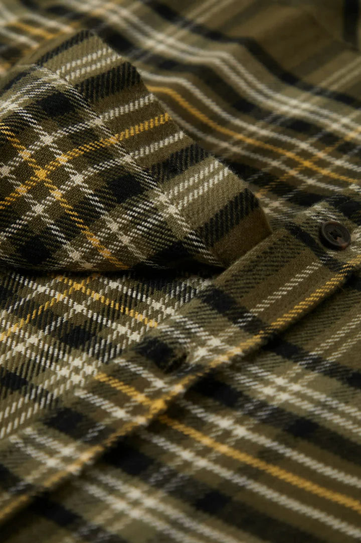 Brixton - Bowery Flannel Shirt in Ivy Green /Olive Surplus/Black