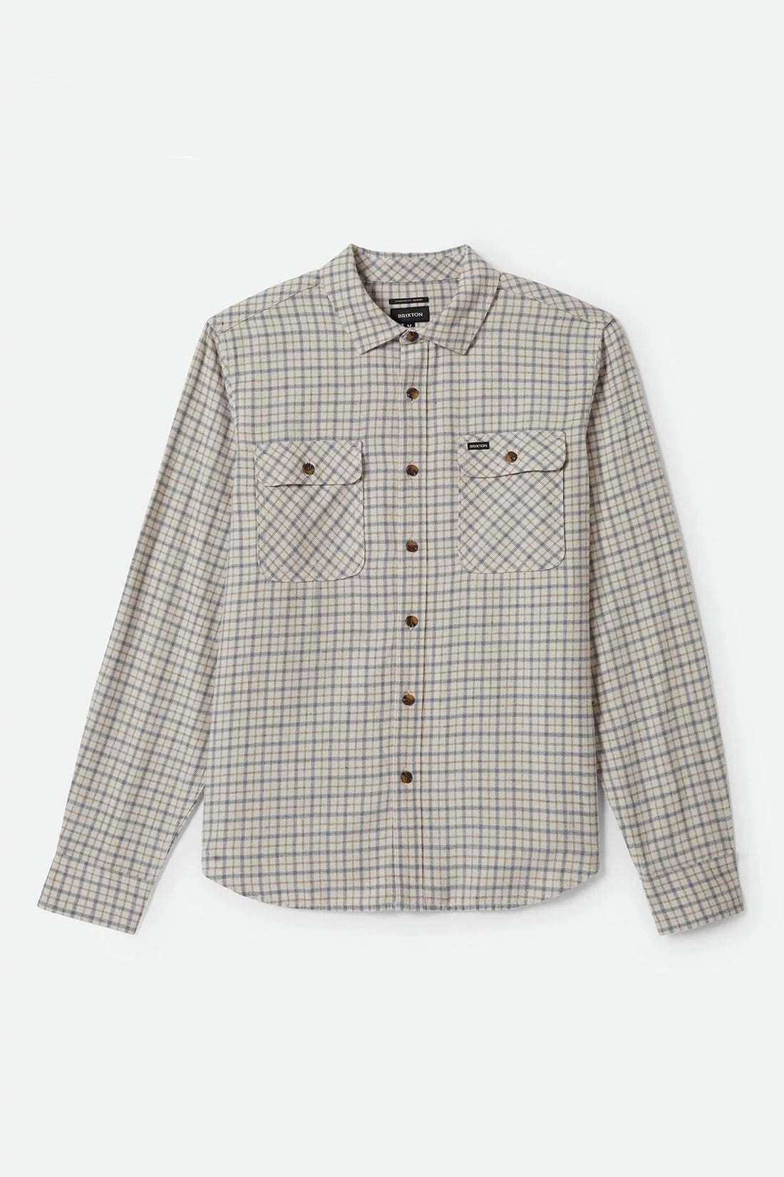 Brixton - Bowery Light Weight Ultra Flannel Shirt in Whitecap/Basalt