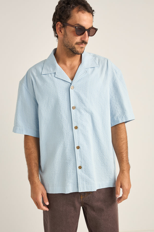RHYTHM - Relaxed Check SS Shirt in Blue