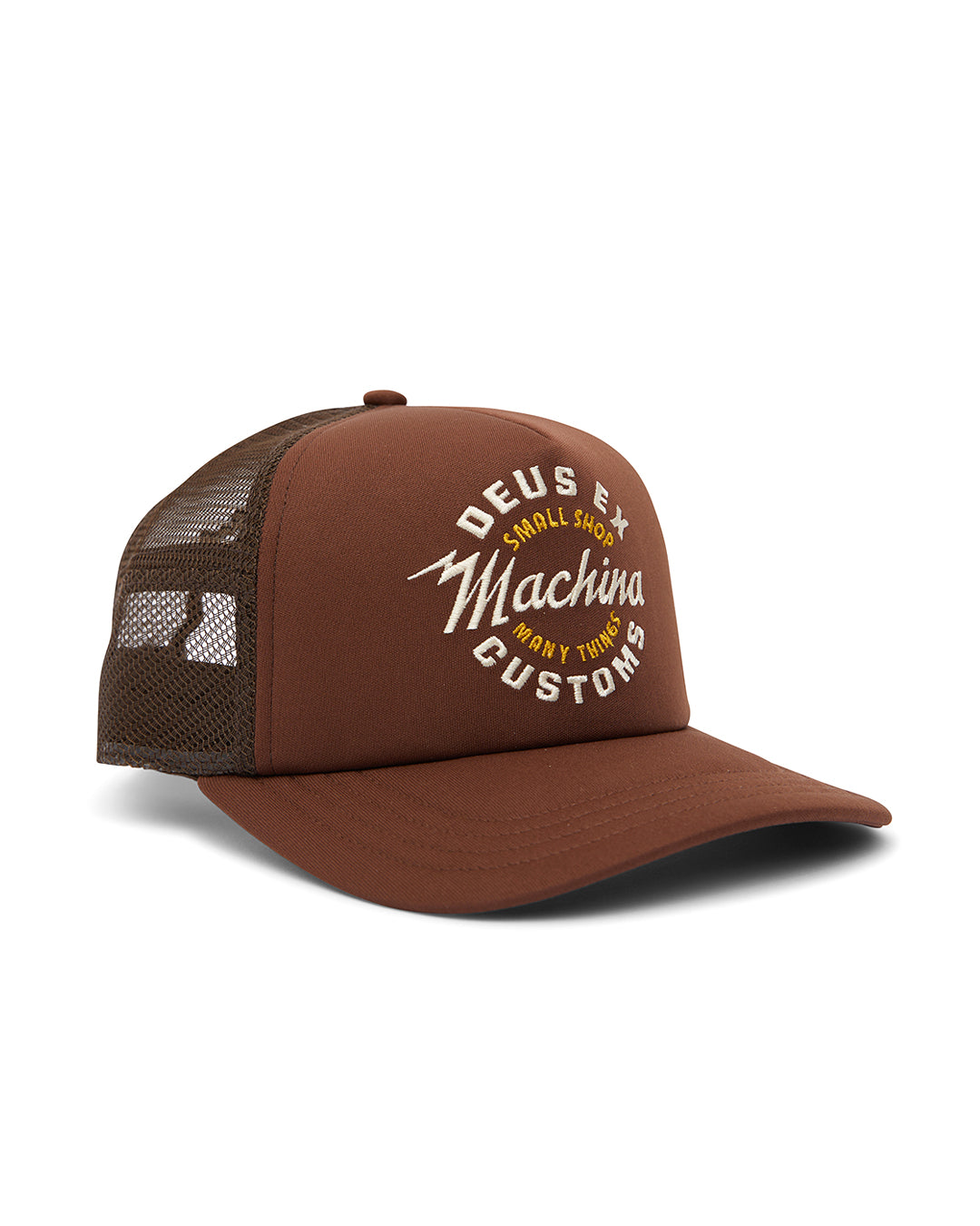 DEUS - Amped Circle Trucker Cap in Chocolate