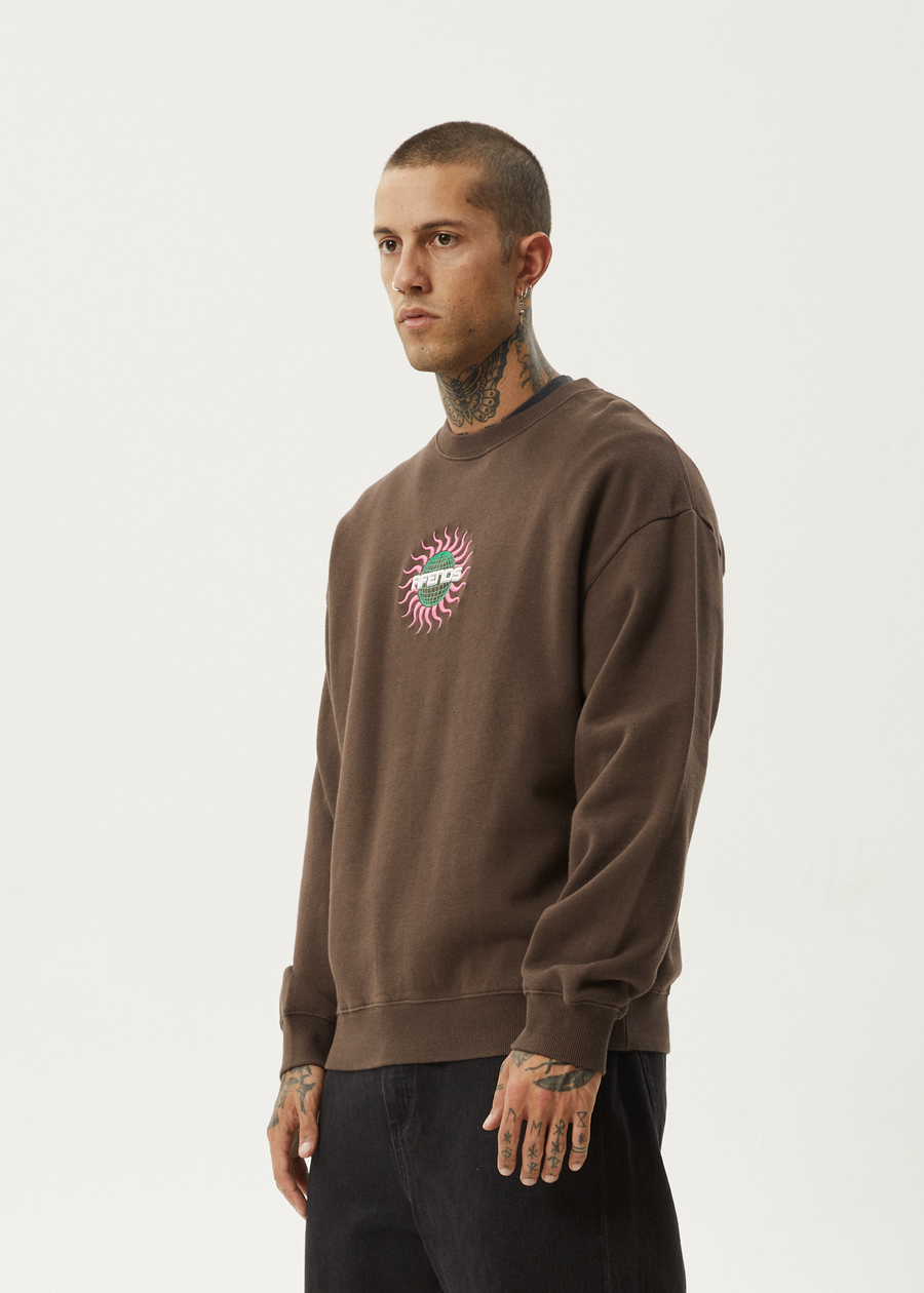 Afends - Solar Flare Recycled Crew Neck in Coffee