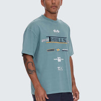 Thrills - Rapid Fire Box Fit Oversized Tee in Green Coast