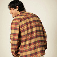 Brixton - Bowery Flannel Shirt in Curry/Washed Black/Crimson