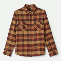 Brixton - Bowery Flannel Shirt in Curry/Washed Black/Crimson