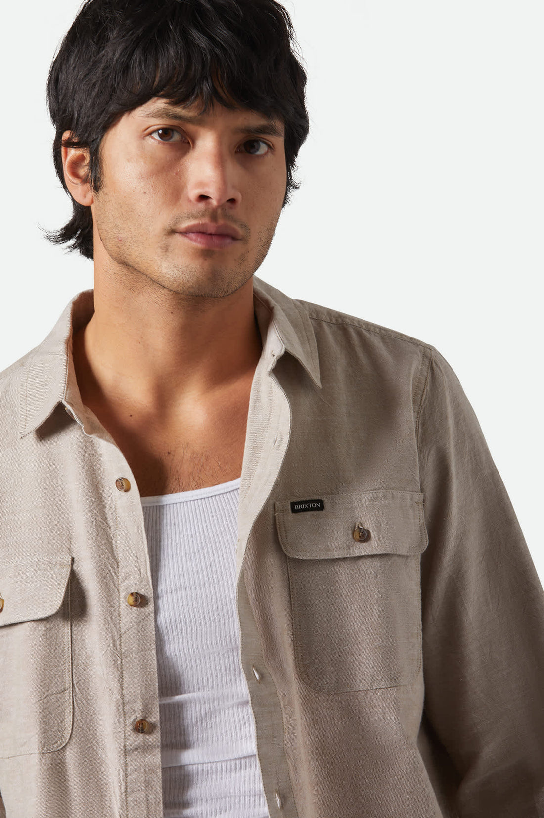 Brixton - The Daily Cotton L/S Shirt in Khaki