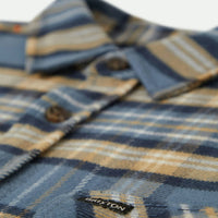 Brixton - Bowery Flannel Shirt in Azur Blue/Washed Navy/Sand