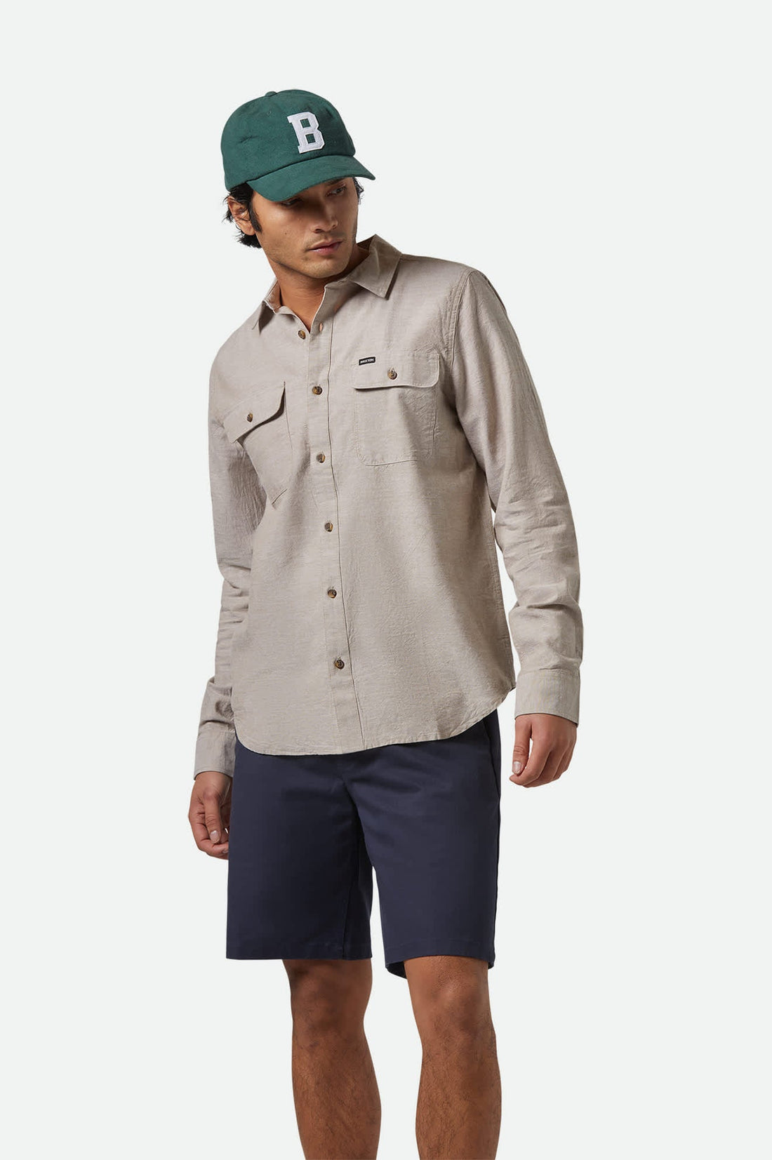 Brixton - The Daily Cotton L/S Shirt in Khaki