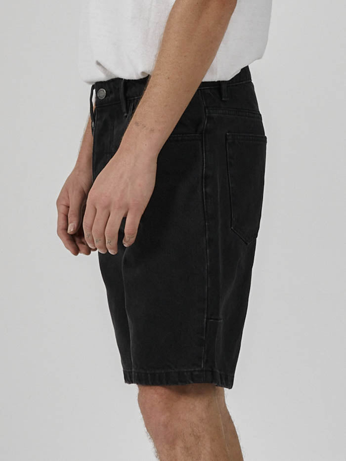 Thrills - Chopped Hem Denim Short in Aged Black