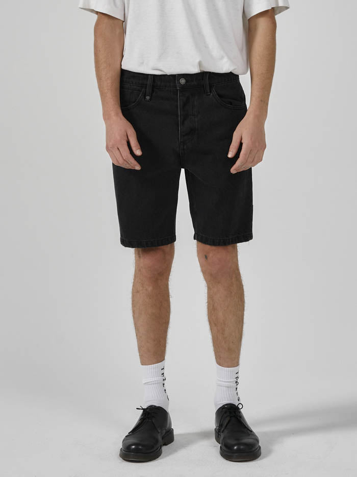 Thrills - Chopped Hem Denim Short in Aged Black