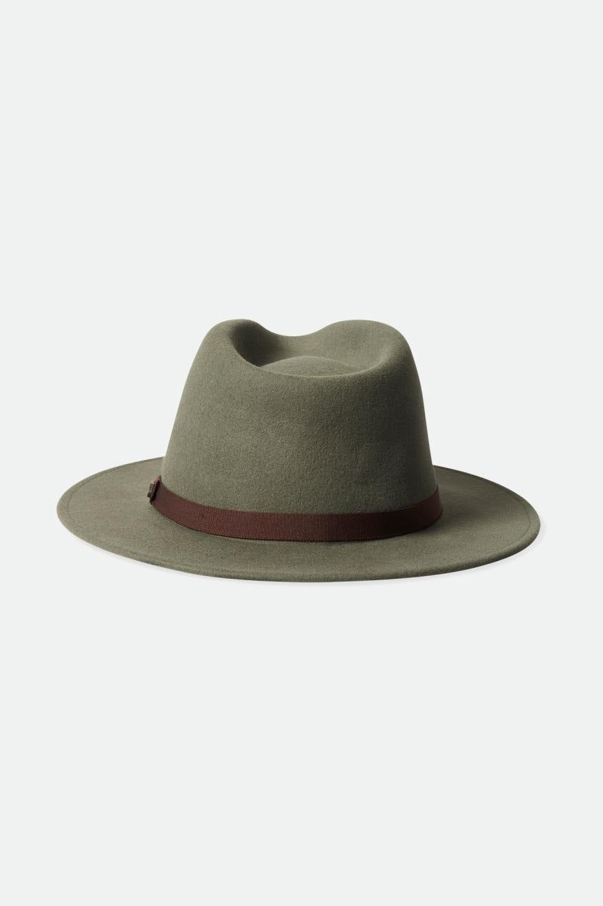 Brixton - Messer Packable Fedora in Light Moss