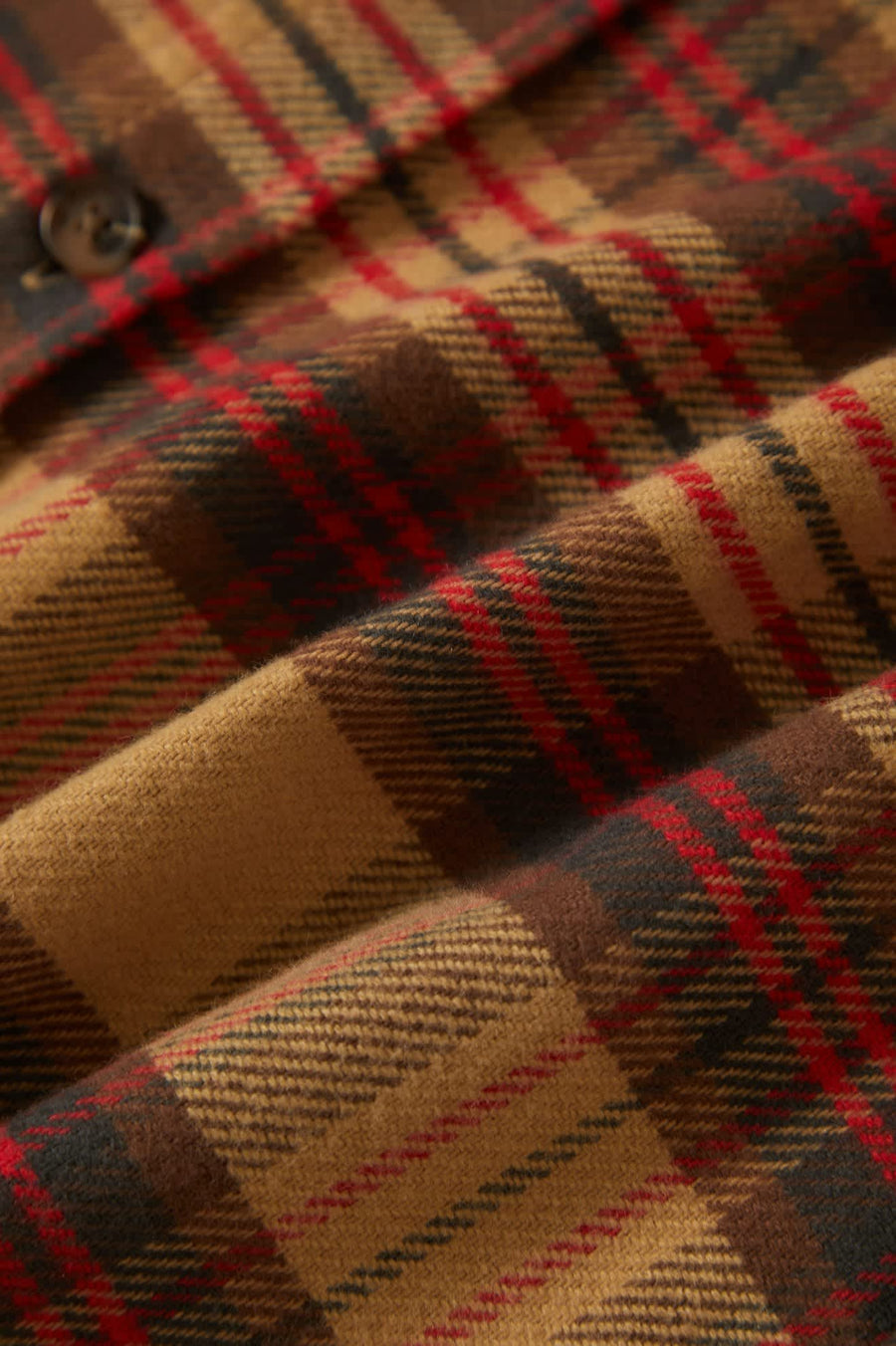 Brixton - Bowery Flannel Shirt in Curry/Washed Black/Crimson