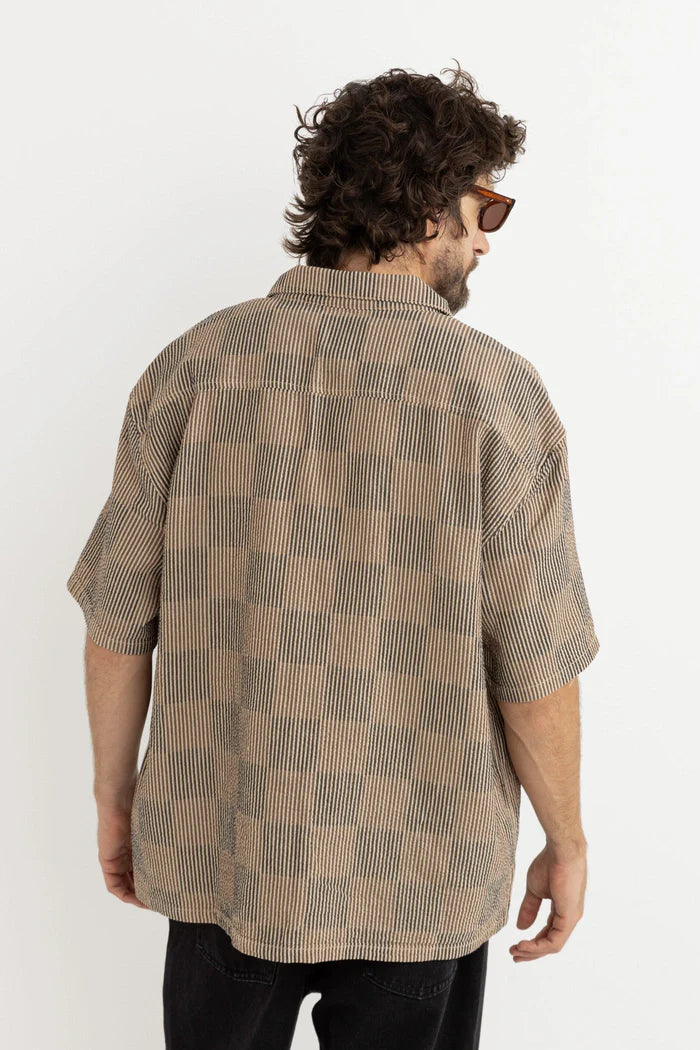 RHYTHM - Tanner Check SS Shirt in Tobacco