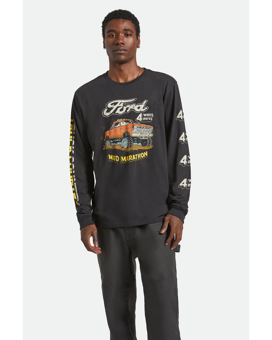 Brixton - Ford Mud Marathon Long Sleeve Tee in Burnt Rubber