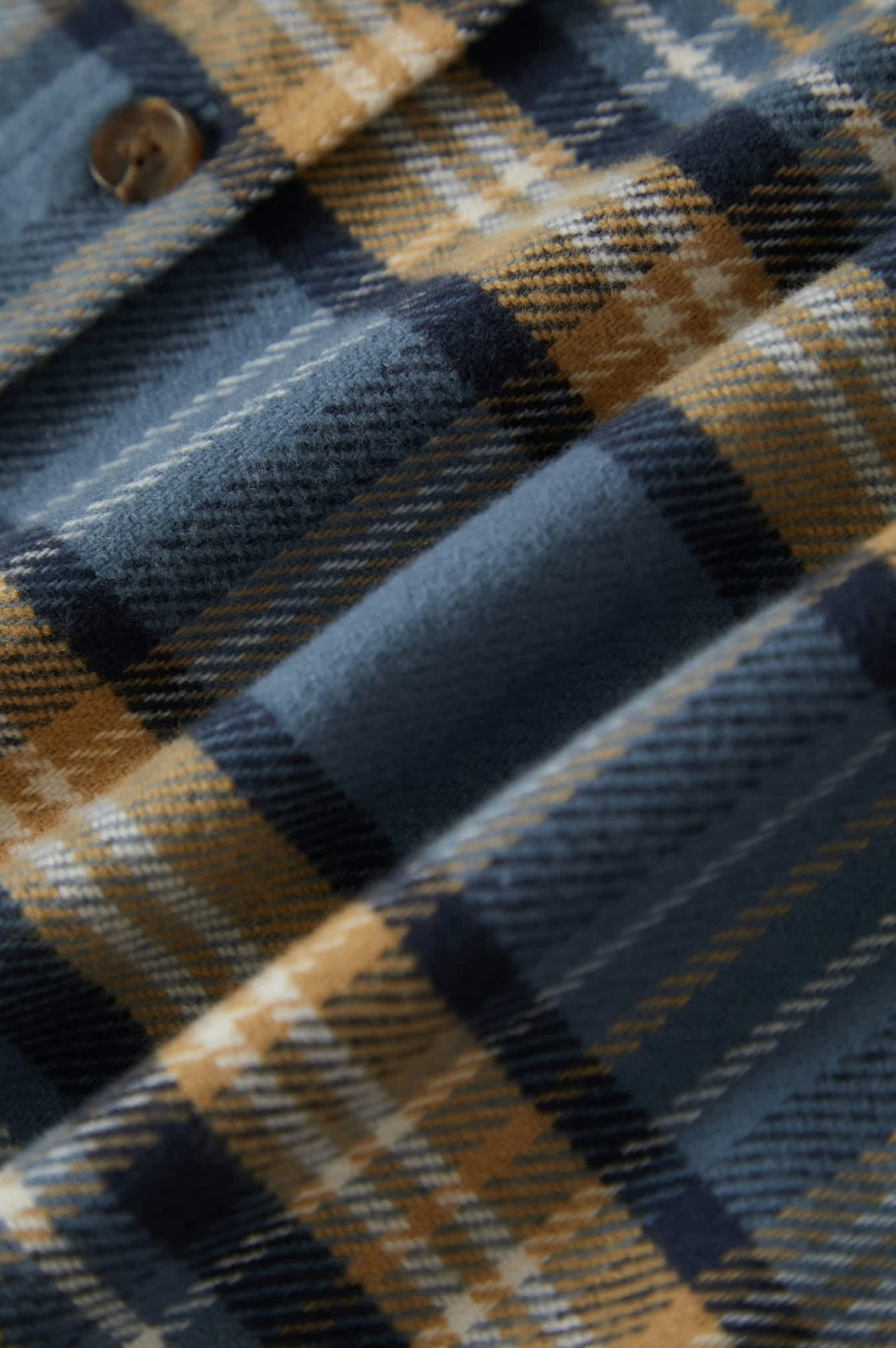 Brixton - Bowery Flannel Shirt in Azur Blue/Washed Navy/Sand