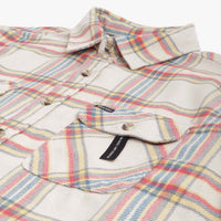 Brixton - Bowery L/S Flannel Shirt in White Smoke/Yellow/Casa Red