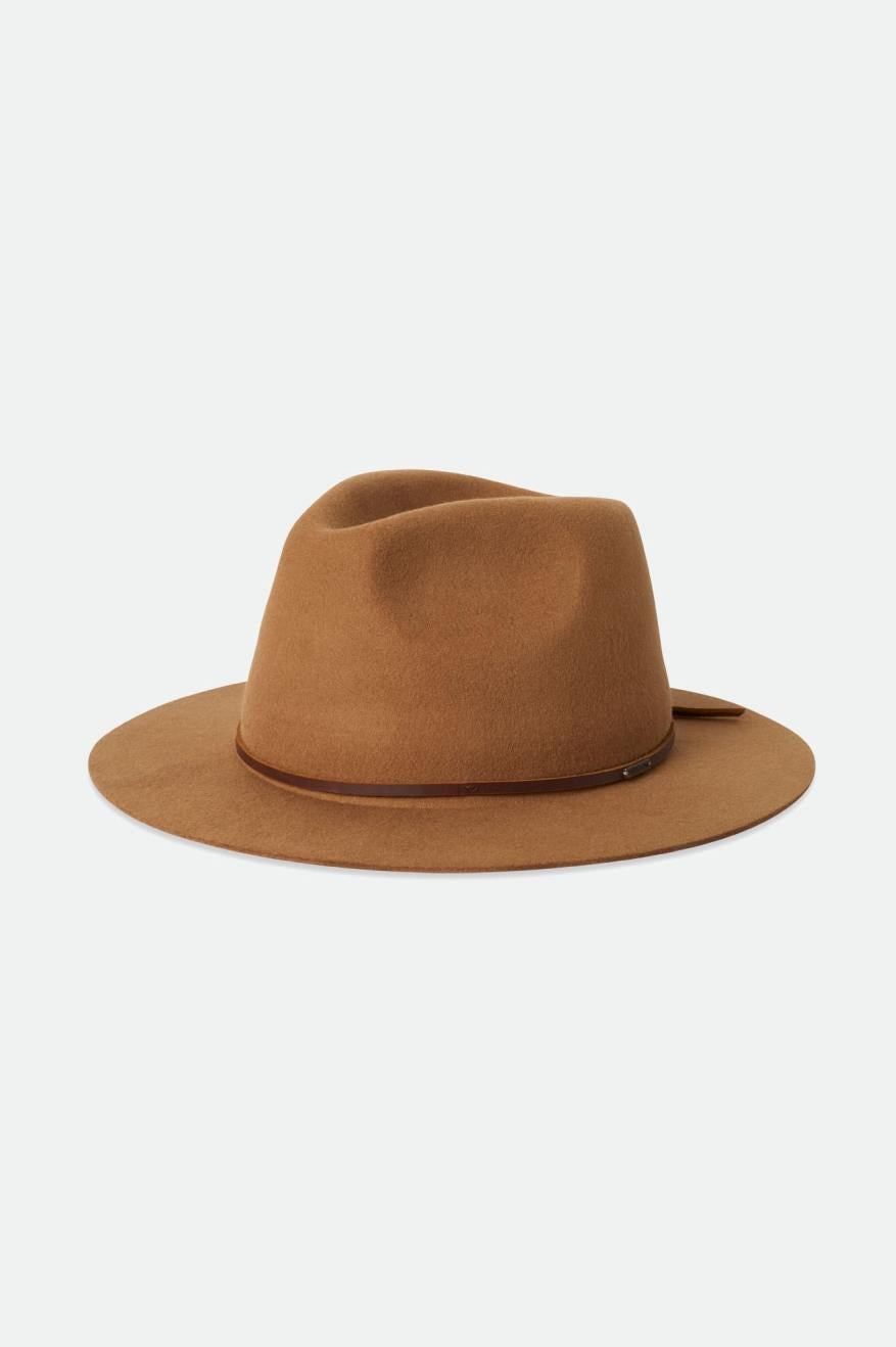 Brixton - Wesley Messer Packable Fedora in Golden Brown