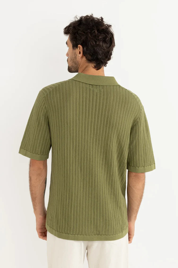 RHYTHM - Relaxed Knit SS Polo in Sage