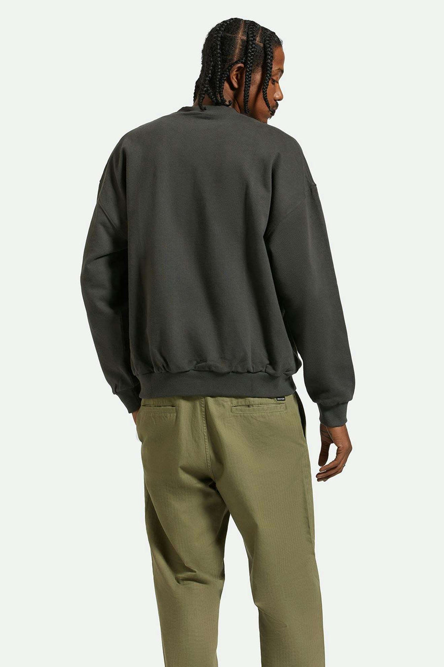 Brixton - Embroided Heavey Weight Crew in Washed Black