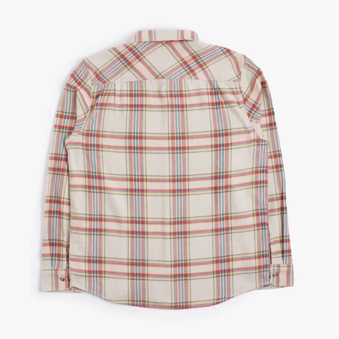 Brixton - Bowery L/S Flannel Shirt in White Smoke/Yellow/Casa Red