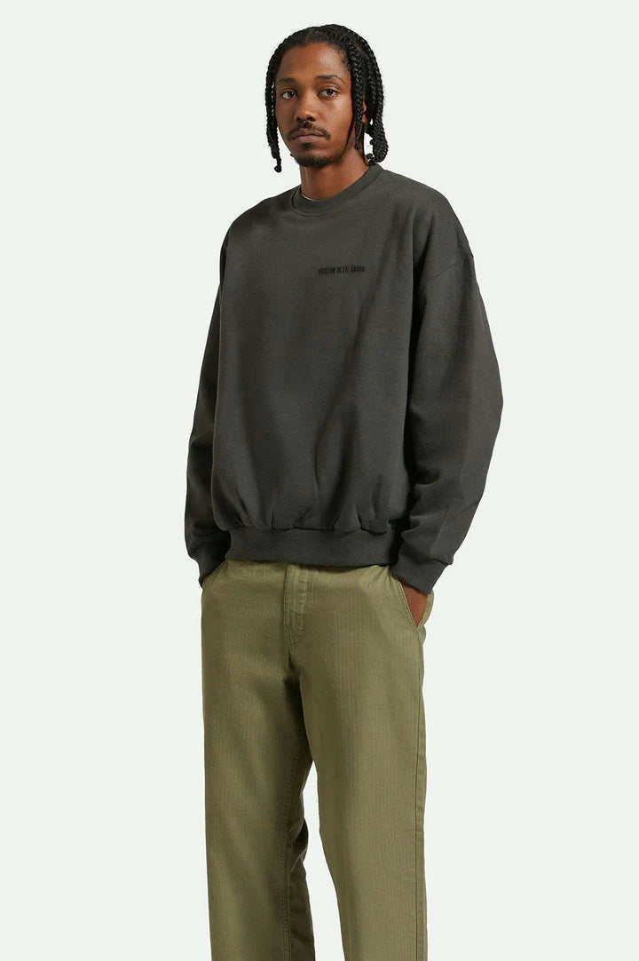 Brixton - Embroided Heavey Weight Crew in Washed Black