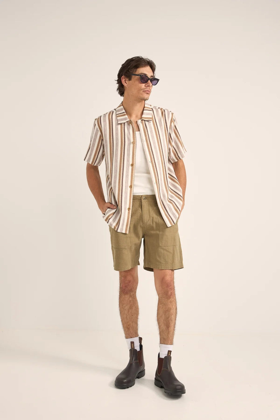 RHYTHM - Paisley Stripe SS Shirt in Cedar (