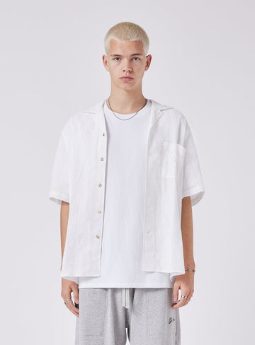 Barney Cools - Resort Shirt in White Seersucker