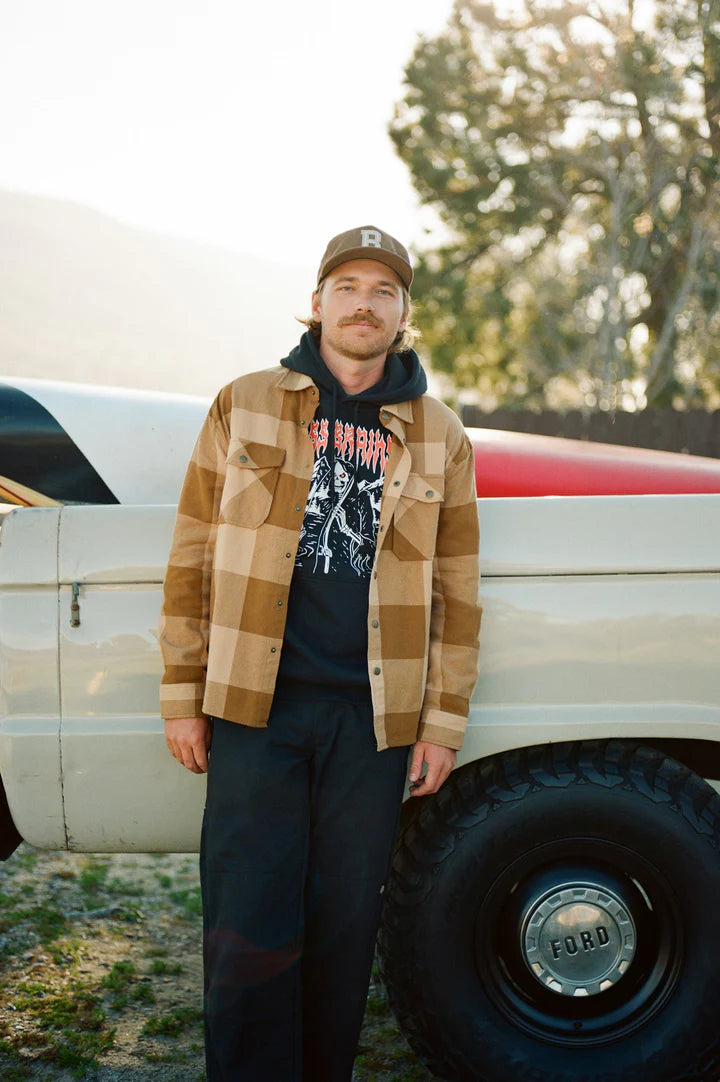 Brixton - Seldon Flannel Shirt in Washed Copper/Curry Buffalo