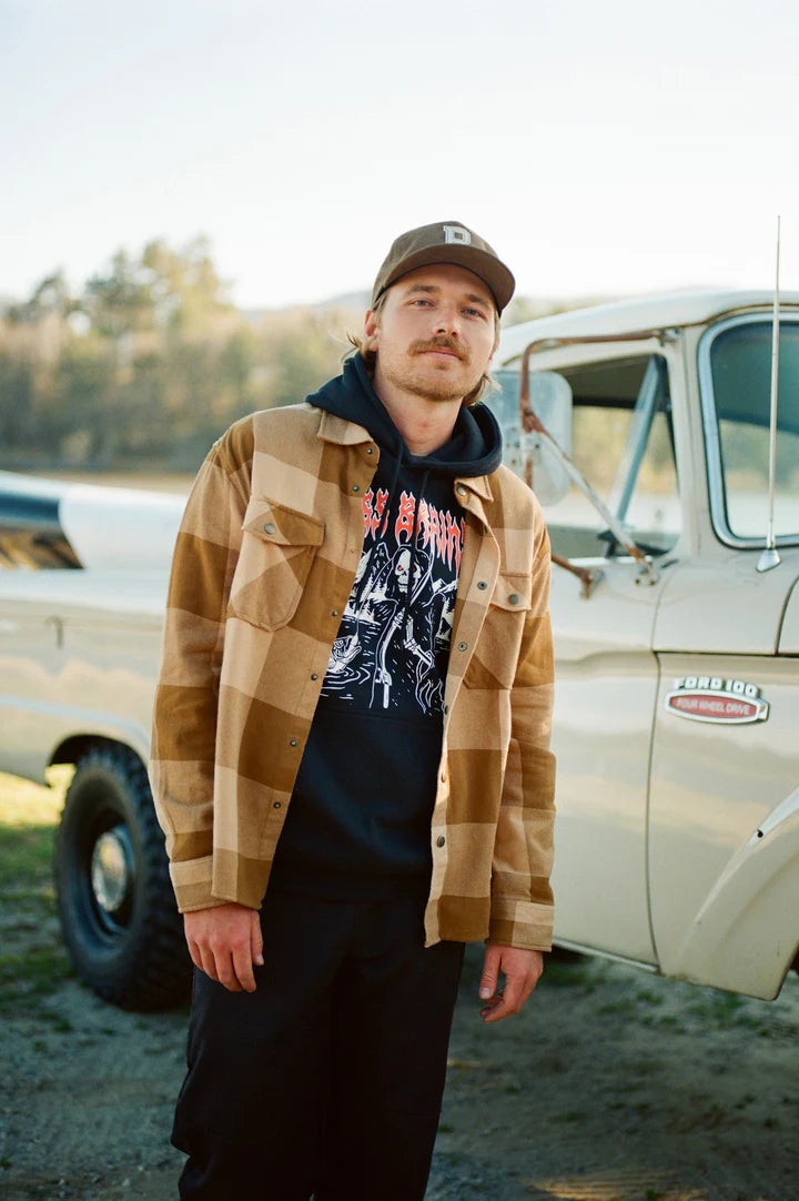 Brixton - Seldon Flannel Shirt in Washed Copper/Curry Buffalo