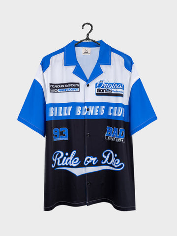 Billy Bones Club - Ride or Die Bowlo Shirt in Black/Blue/White