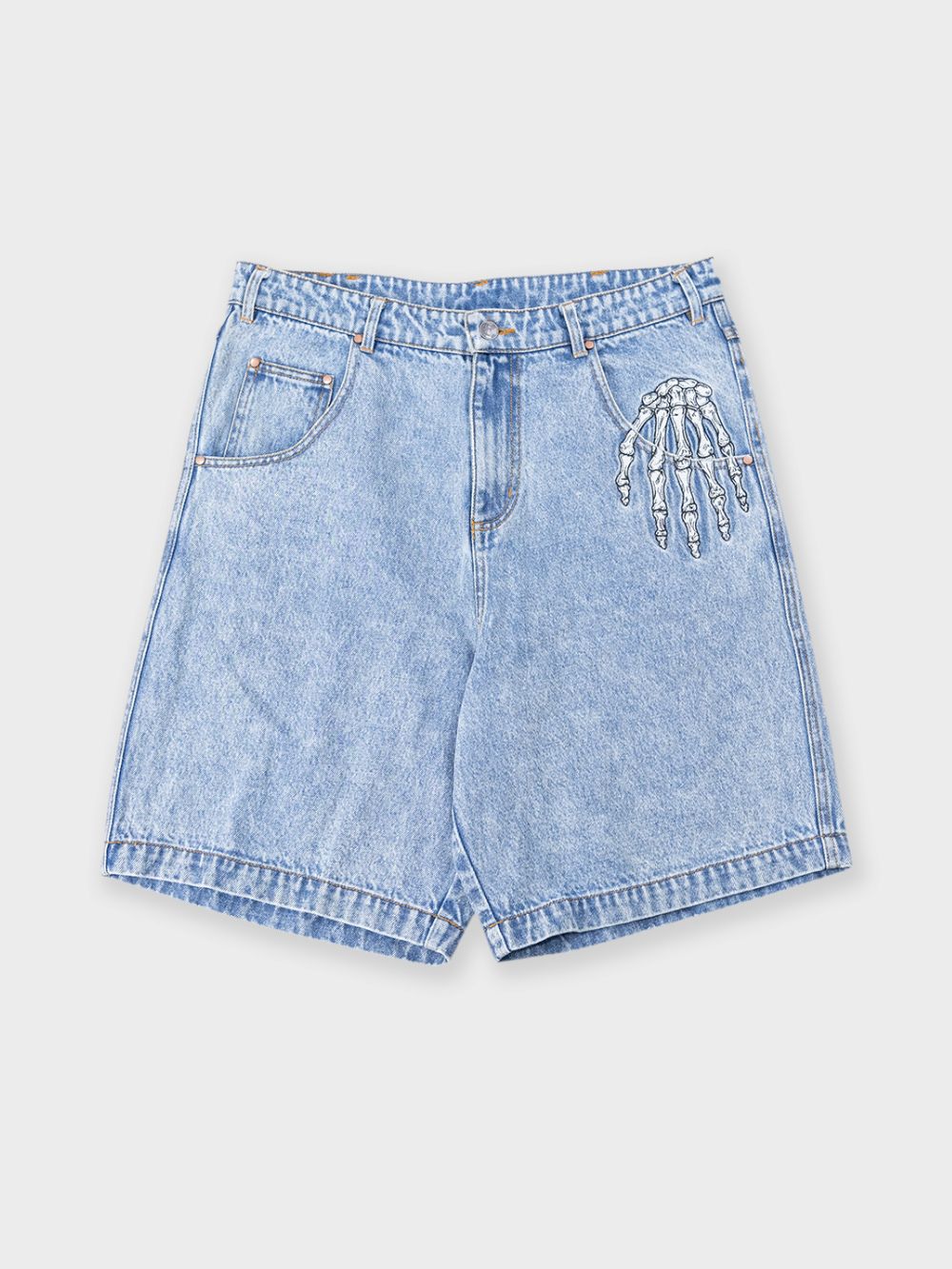 Billy Bones Club - Five Finger Denim Short in Washed Blue