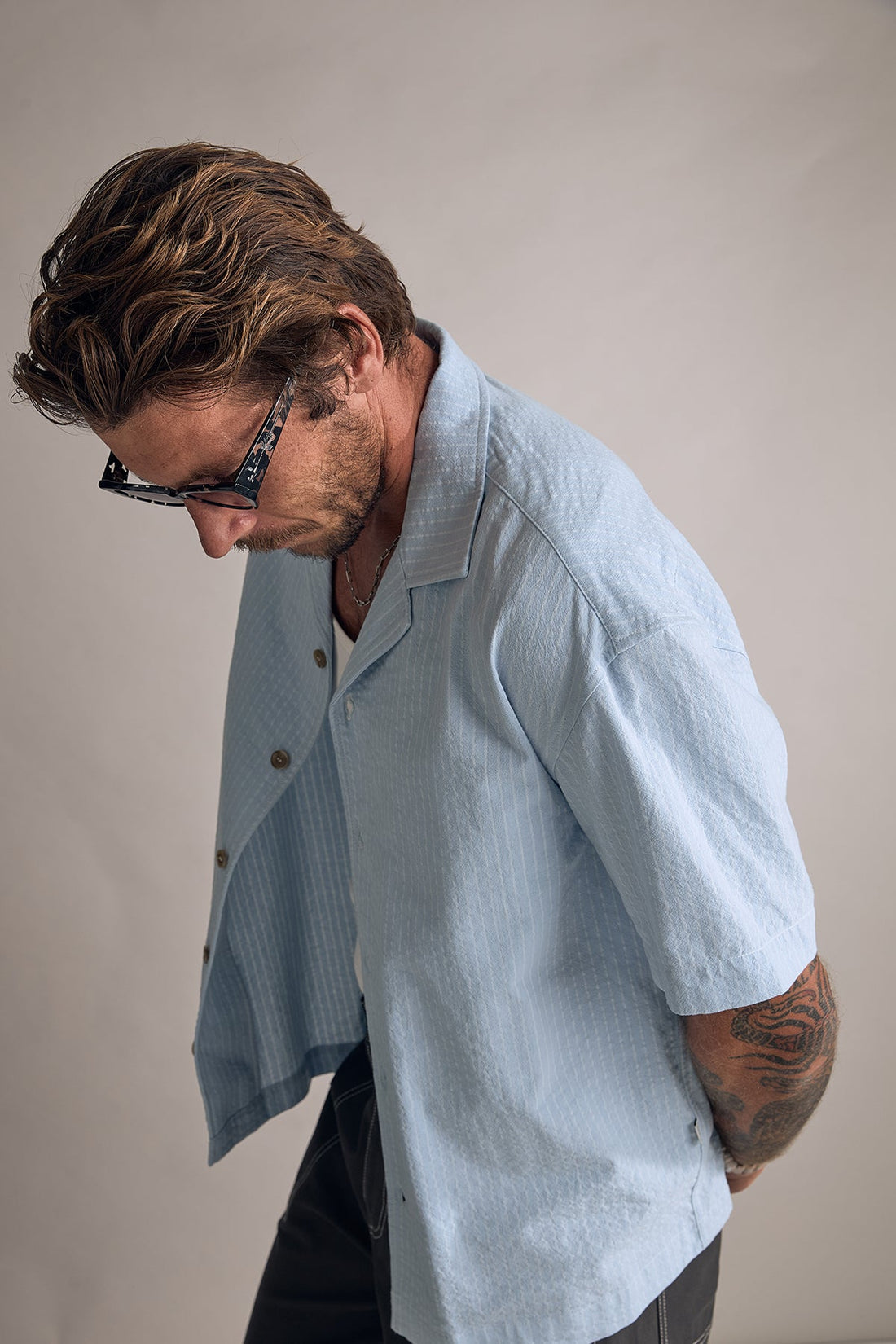 RHYTHM - Relaxed Check SS Shirt in Blue