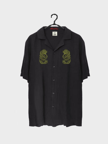 Billy Bones Club - Long Dragon Bowlo Shirt in Black