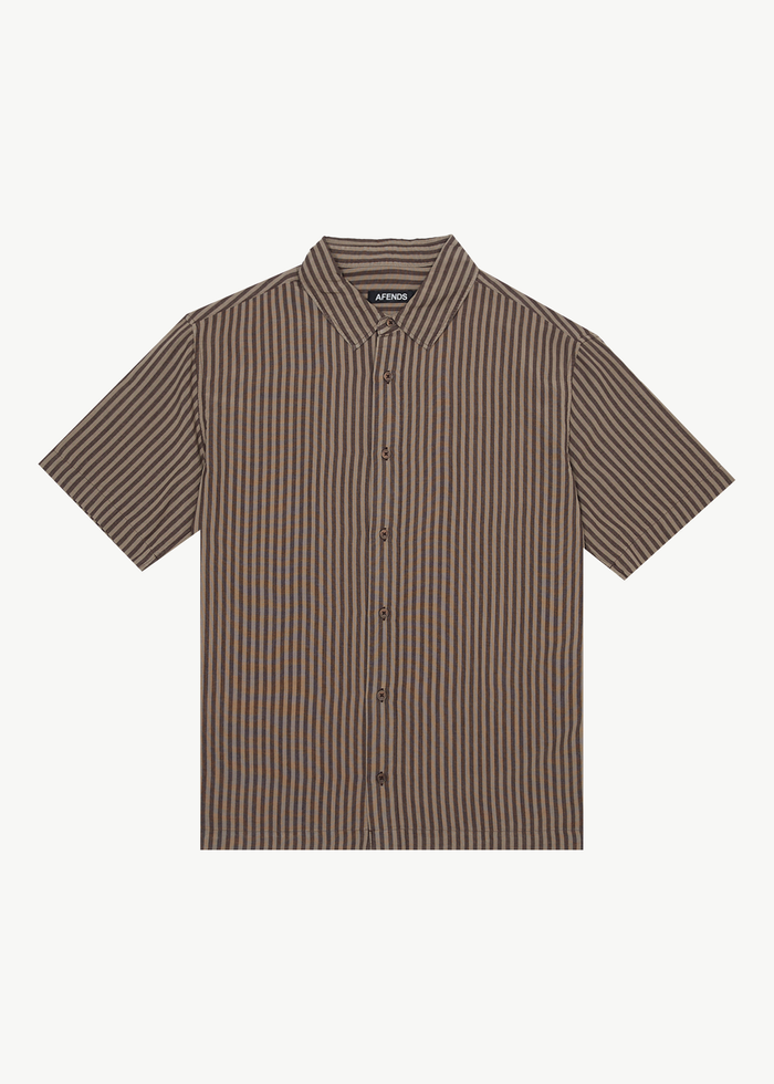 Afends - Space Recycled Short Sleeve Shirt in Coffee Stripe