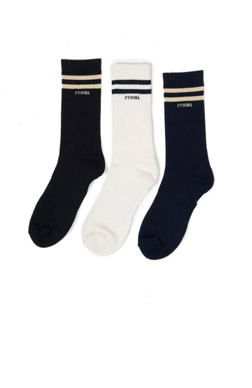 Thrills - Minimal Thrills 3 Pack Sock in Oatmeal/Washed Black/Station Navy