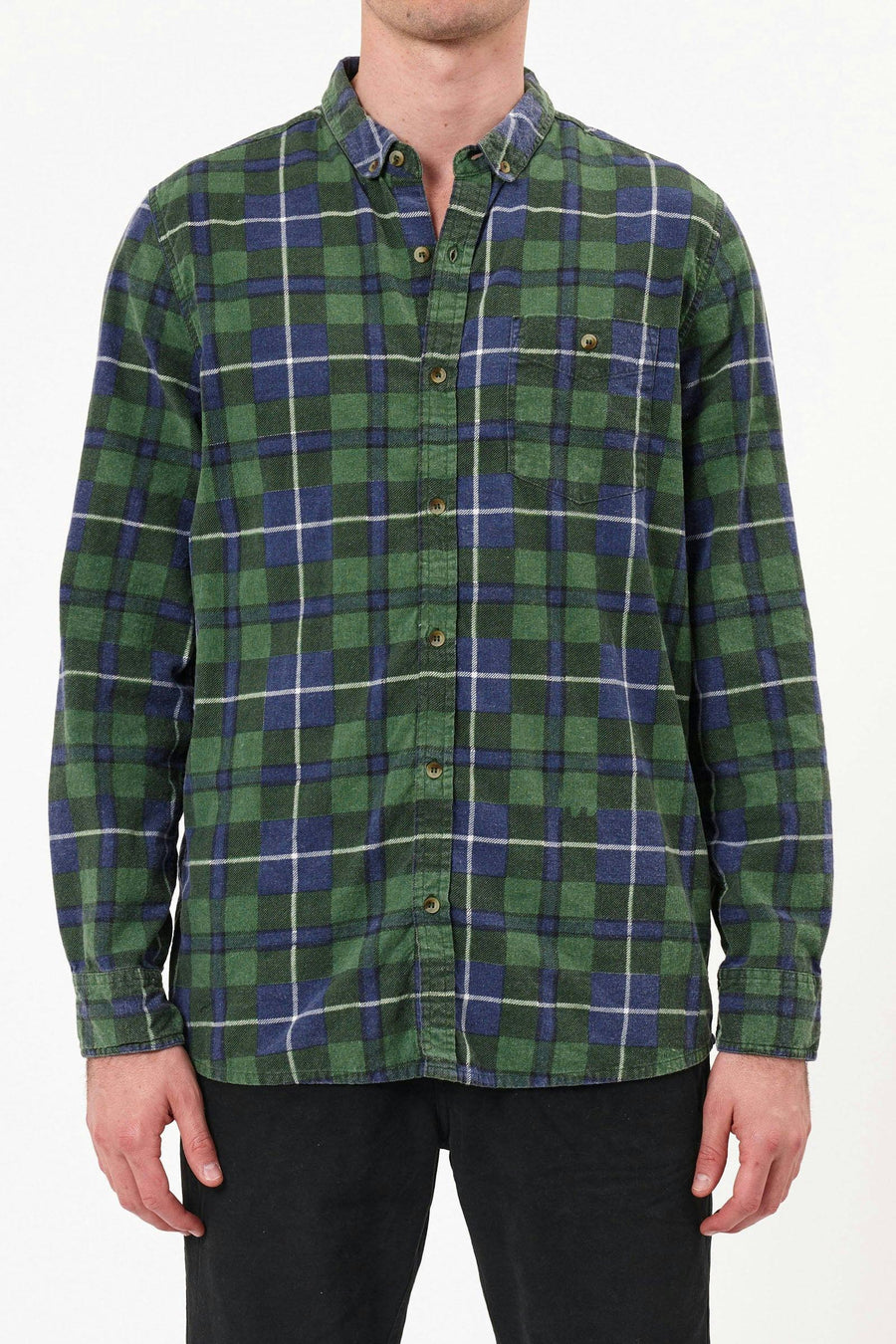 ROLLAS - Check Flannel Shirt in Emerald