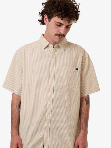 Thrills - Locked in Stripe Short Sleeve Shirt in Heritage White
