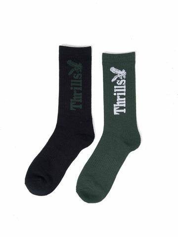 Thrills - Workwear 2 Pack Socks in Spruce/Merch Black