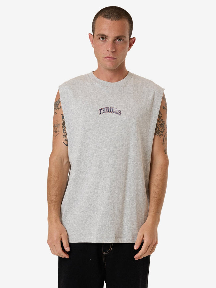 Thrills - Roosevelt Merch Fit Muscle Tee in Snow Marle