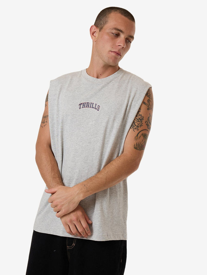 Thrills - Roosevelt Merch Fit Muscle Tee in Snow Marle