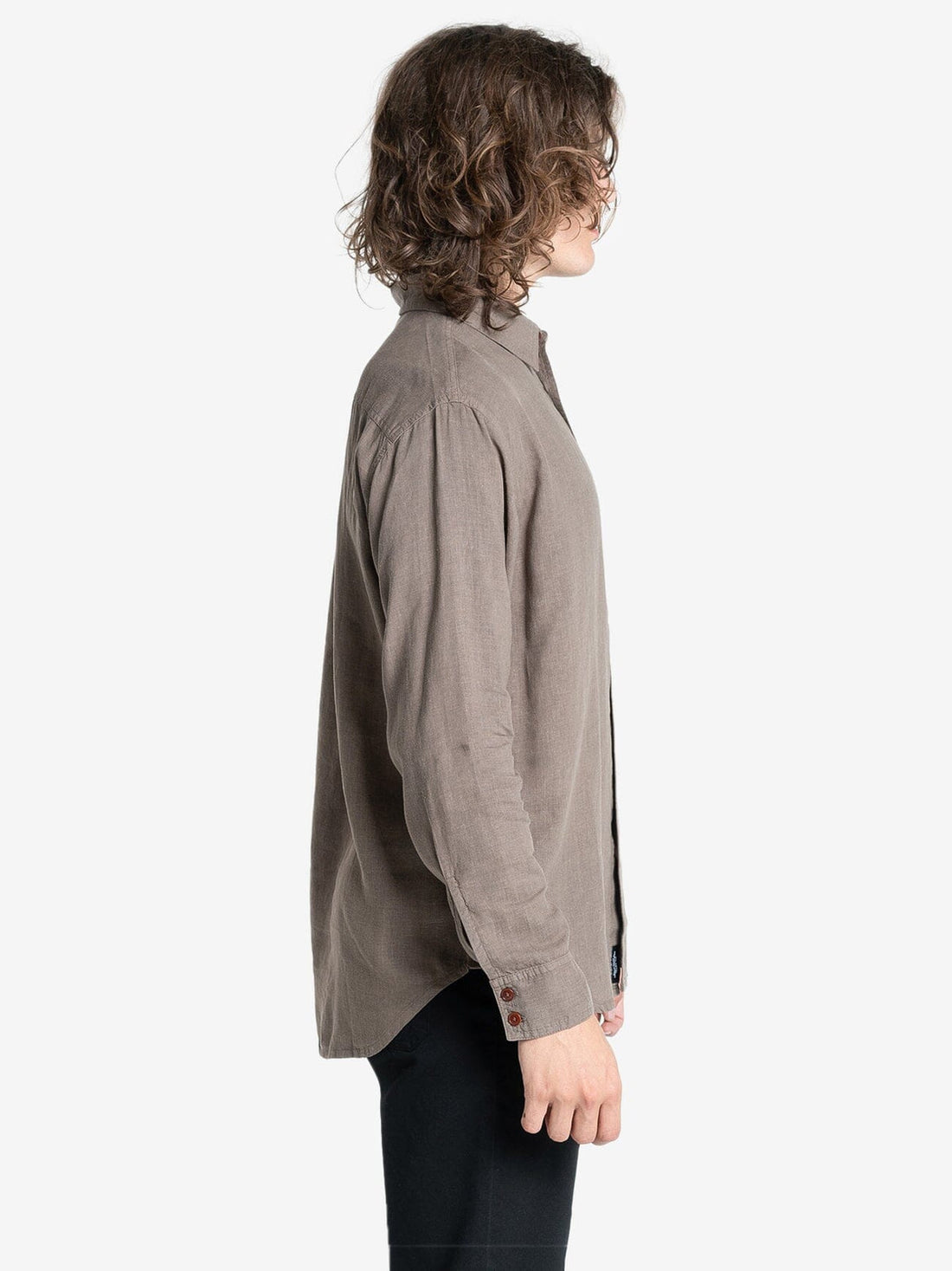 Thrills - Hemp Minimal Thrills oversized Long Sleeve Shirt in Light Canteen