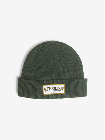 Thrills - Flowershop Waffle Beanie in Deep Forest Green