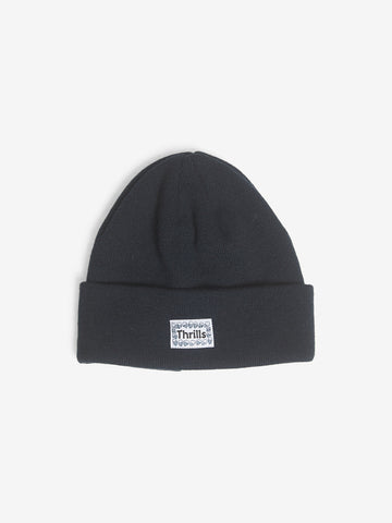 Thrills - Controlled Damage Knit Beanie in Black