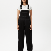Afends - Louis Recycled Baggy Overalls in Washed Black