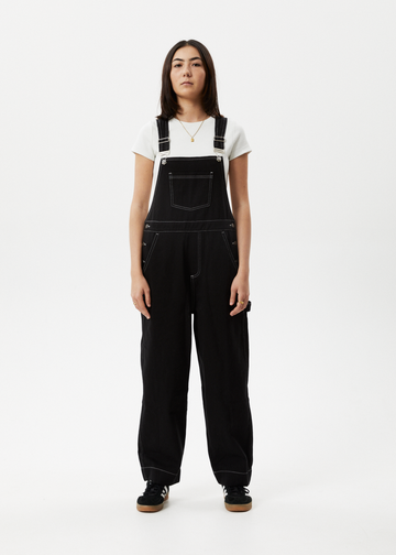 Afends - Louis Recycled Baggy Overalls in Washed Black
