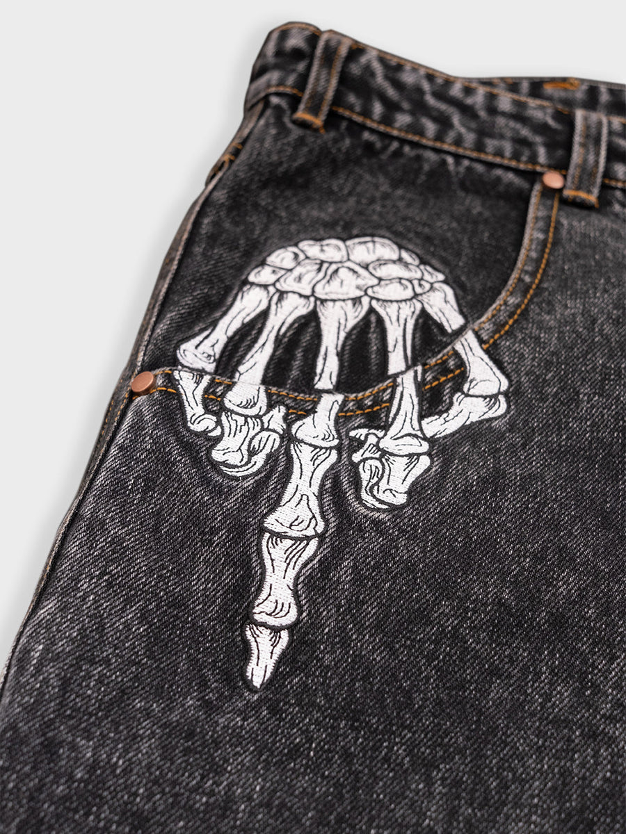 Billy Bones Club - The Bird Denim Short in Washed Black